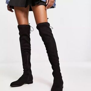 Over the knee black flat boots